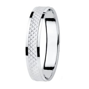Alianza Oro Blanco 18k Tallada y Bordes Brillo Ancho 3.5mm