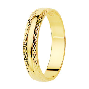 Alianza Oro Amarillo 18k con Bordes Tallados Ancho 4mm
