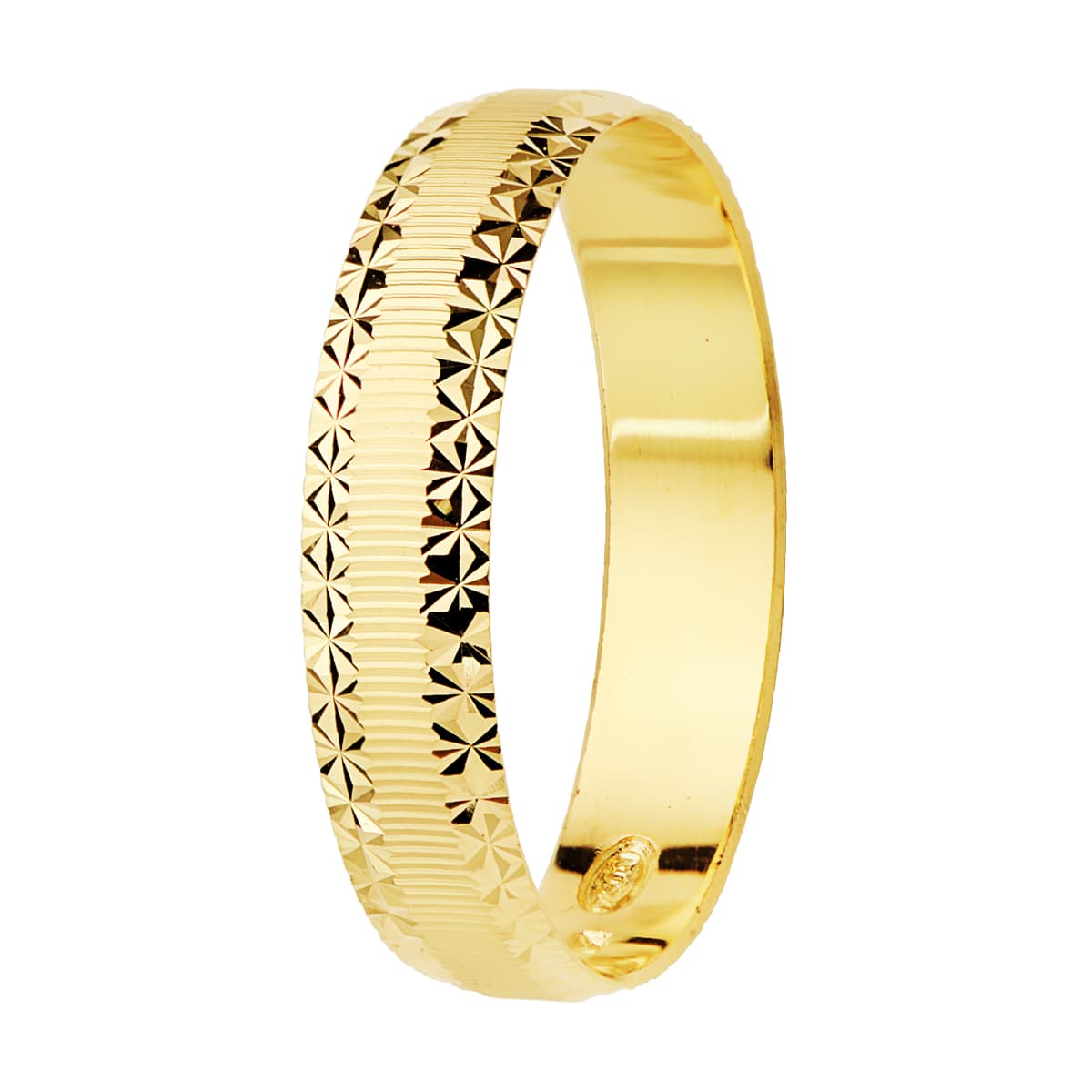 Alianza Oro Amarillo 18k Mate con Bordes Diamantados Ancho 4mm