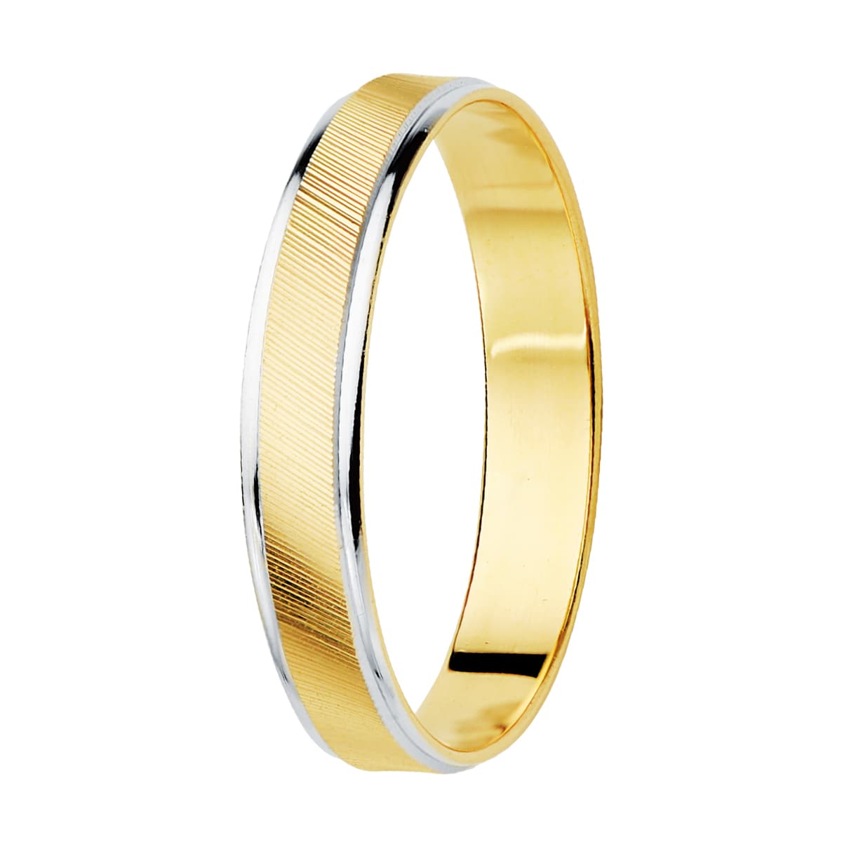 Alianza Oro 18k Bicolor con Estrías y Bordes en Brillo Ancho 3.5m: imagen 1
