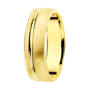 Alianza Oro Amarillo 18k Mate y Brillo con Línea Lateral Ancho 5.5mm