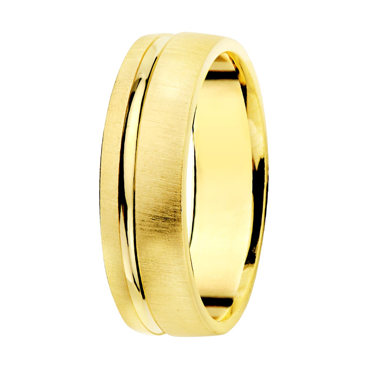 Alianza Oro Amarillo 18k Mate y Brillo con Línea Lateral Ancho 5.5mm