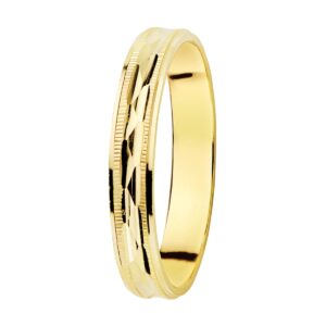 Alianza Oro Amarillo 18k Tallada y Bordes Estriados Ancho 3mm