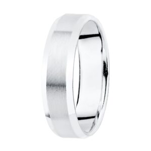 Alianza Oro Blanco 18k Matizada y Bordes Brillo Ancho 5mm