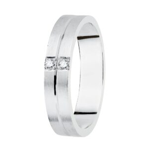 Alianza Oro Blanco 18k Matizada con Diamantes Ancho 4mm