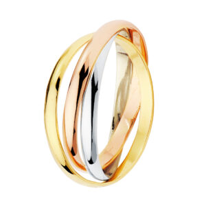 Alianza Oro 18k Tricolor Tres Aros Media Caña Ancho 2mm