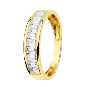 Alianza Oro Amarillo 18k con Circonitas en forma de Barritas Ancho 4.5mm