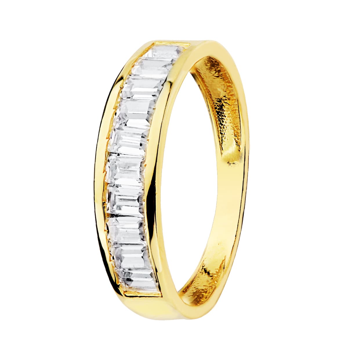 Alianza Oro Amarillo 18k con Circonitas en forma de Barritas Ancho 4.5mm