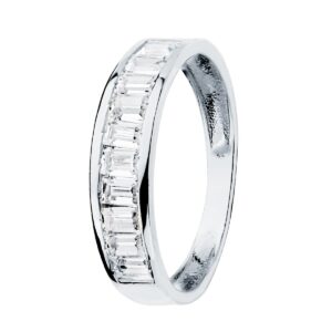 Alianza Oro Blanco 18k con Circonitas Barritas Ancho 4.5mm