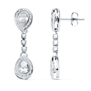 Pendientes de Novia de Oro Blanco con Circonitas