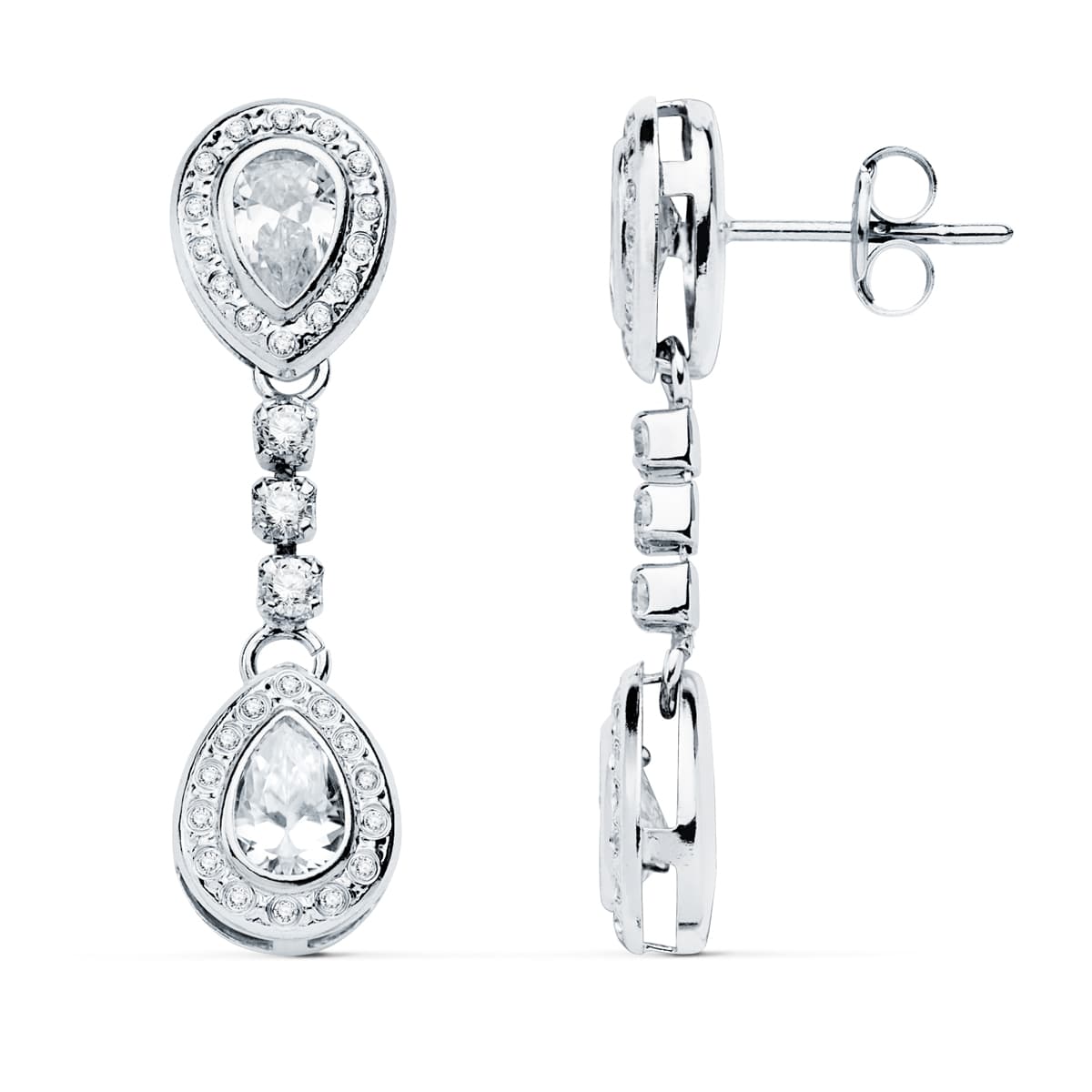 Pendientes de Novia de Oro Blanco con Circonitas