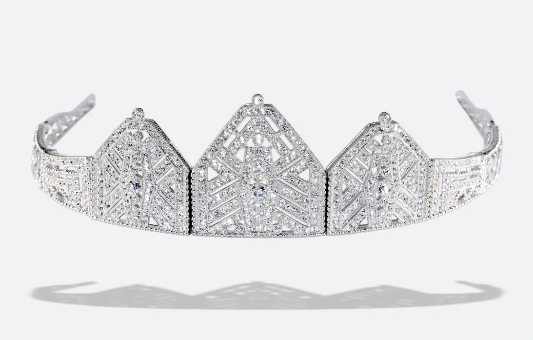 Tiara de Plata de Primera Ley con Cristales