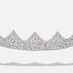 Tiara de Plata de Primera Ley con Cristales y Forma de Punta