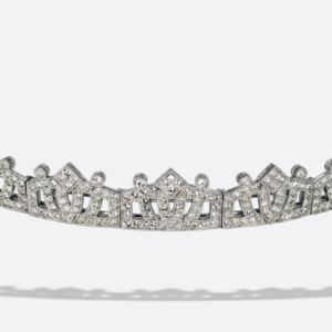 Tiara de Plata de Primera Ley Baja con Cristales