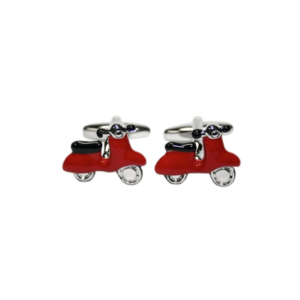 Gemelos de Metal Plateado Vespa Roja