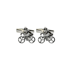 Gemelos de Metal Plateado Ciclista