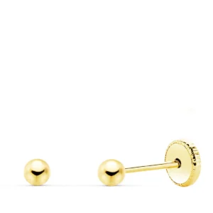 Pendientes de Oro Amarillo 18k Bola Lisa 3mm
