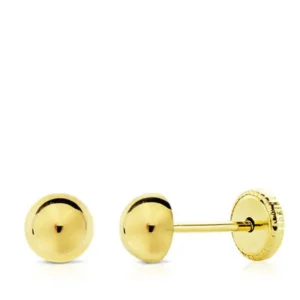 Pendientes de Oro Amarillo 18k Media Bola Lisa