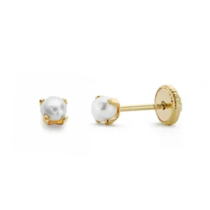 Pendientes de Oro Amarillo de 18k con Perla 3mm