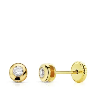Pendientes de Oro Amarillo de 18k Chaton con Circonita