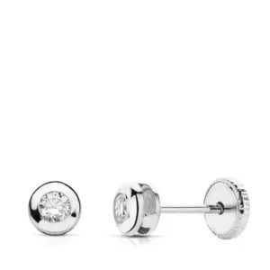 Pendientes de Oro Blanco de 18k Chaton con Circonita