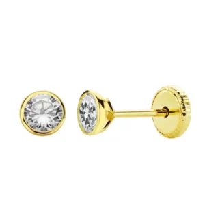 Pendientes de Oro Amarillo 18k Redondos con Circonita