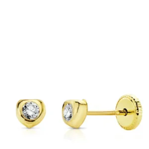 Pendientes de Oro 18k Corazón con Circonita