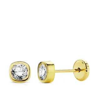 Pendientes de Oro Amarillo 18k Cuadrados con Circonita
