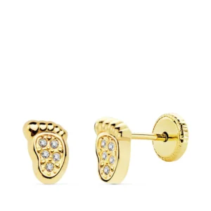 Pendientes de Oro Amarillo de 18k Pies Circonitas