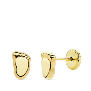 Pendientes de Oro Amarillo de 18k Pies Brillo