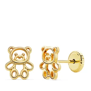 Pendientes de Oro Amarillo de 18k Oso Calado