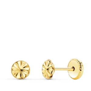 Pendientes de Oro Amarillo 18k Redondos Tallados