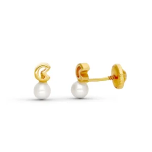 Pendientes de Oro Amarillo con Perlas