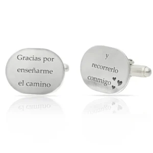 Gemelos de Plata de Ley Ovalados con Frase