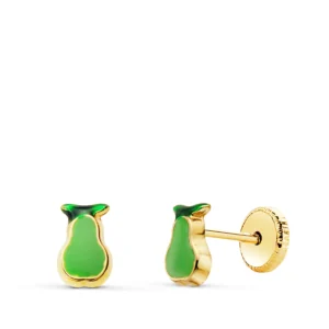 Pendientes de Oro Amarillo 18k Pera con Esmalte