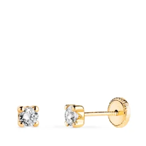 Pendientes de Oro Amarillo de 18k Circonita con Cuatro Garras 3.5mm