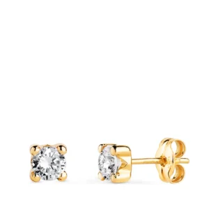 Pendientes de Oro Amarillo de 18k Circonita con Cuatro Garras 4.5mm