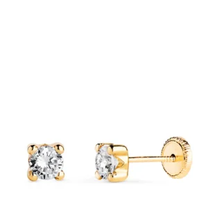 Pendientes de Oro Amarillo 18k Cuadrados con Circonita 4.5mm