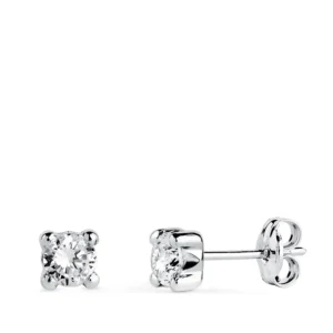 Pendiente de Oro Blando de 18k Circonita con Cuatro Garras 4.5mm