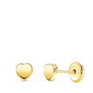Pendientes de Oro Amarillo 18k con Forma de Corazón