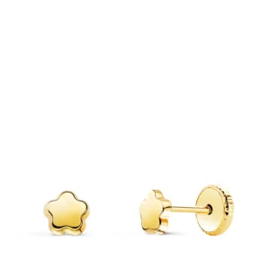 Pendientes de Oro Amarillo 18k con Forma de Flor