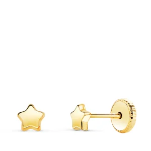 Pendientes de Oro Amarillo 18k con Forma de Estrella
